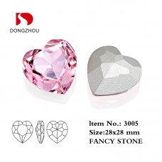 DZ 3005 28x28 mm Heart shape crystal gemstone 